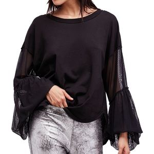Free People black mesh bell sleeve “Still got it” top XS